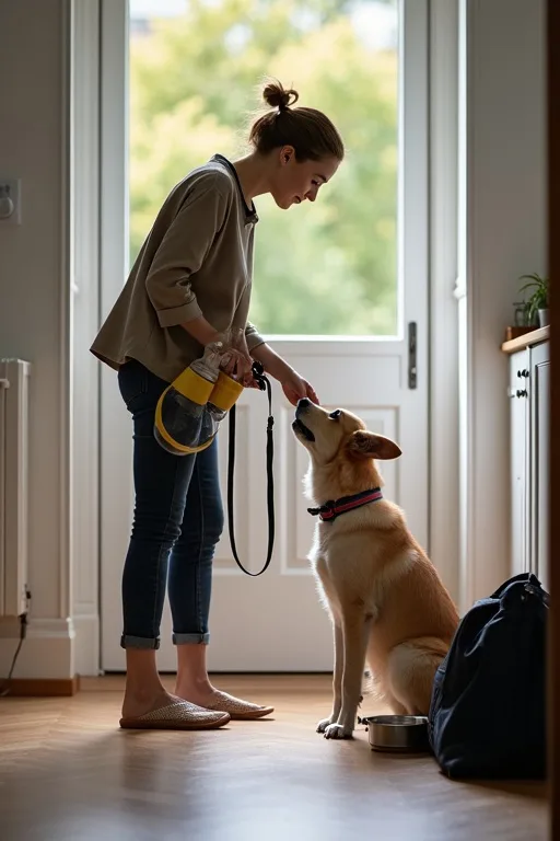 Svensk hundägare förbereder en kort resa med hund i hemmamiljö