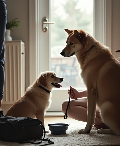 Hundägare packar vattenflaska, hopfällbar skål och koppel inför resa med hund i Sverige