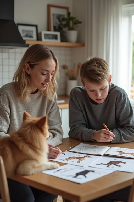 En lugn genomgång av hundraser och anteckningar vid köksbordet.