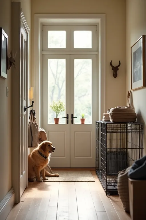Hundägare som går igenom hundens vardagskostnader hemma vid ett bord.
