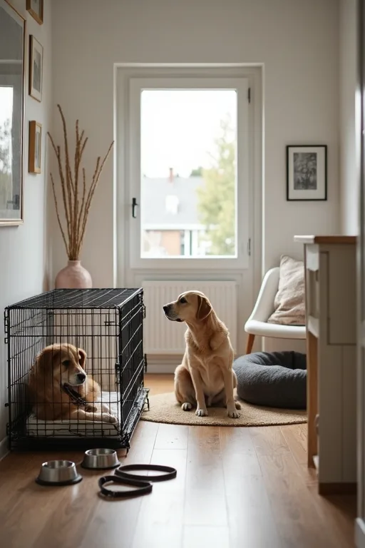 En hundägare som skriver ner startkostnader i en enkel budget för den första månaden med hund.