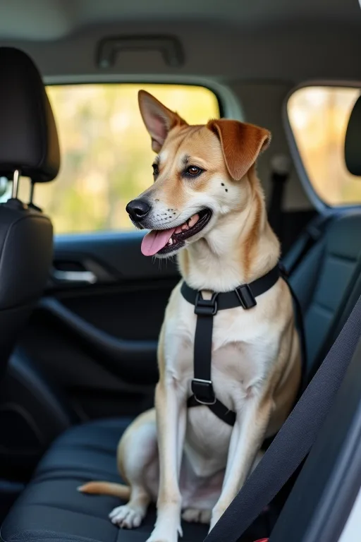 Hund som vänjer sig vid bilens stillastående miljö hemma.