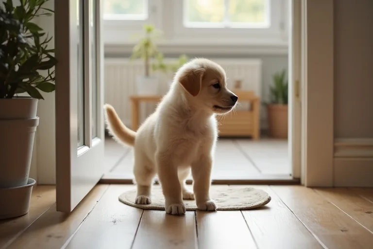 Puppymatta och enkel hållare som kan hjälpa till att skapa tydligare rutiner inomhus