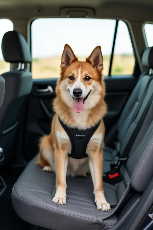 Hund som väntar lugnt vid bilen inför en planerad resa