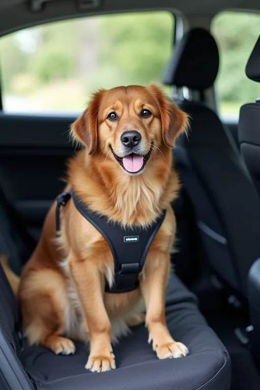 Hund i baksätet på en lugn bilresa med säker plats för vardagsturer