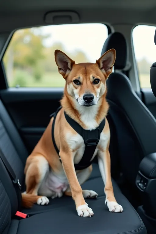 Lugn hund inför bilresa med tydlig vardagsrutin i bilen