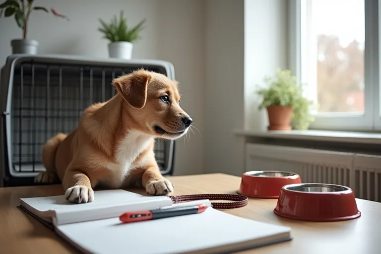 En person planerar kostnaderna för att skaffa hund hemma vid bordet
