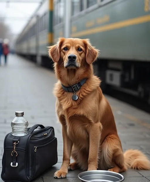 Hund med reseutrustning vid en bilresa i Sverige.