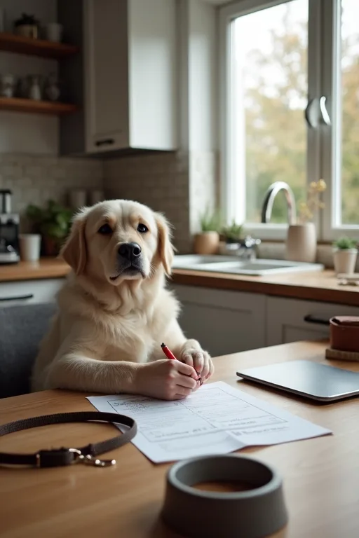 Förberett hundhem med kopp, skål och lugn yta inför första veckan med ny hund.