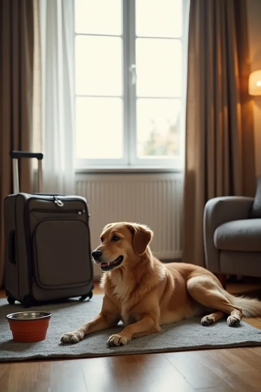 Hundvänligt hotellrum med enkel och lugn stämning för övernattning med hund.
