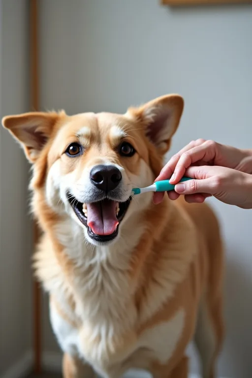 Hundägare granskar hundens mun och tandkött hemma för att upptäcka tidiga tecken på problem