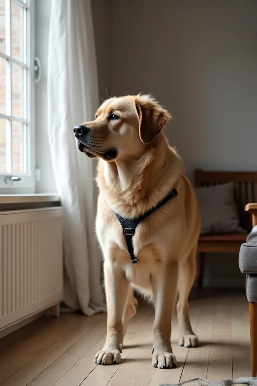 Stor hund som vilar på en rymlig bädd, med fokus på komfort för större kroppar.
