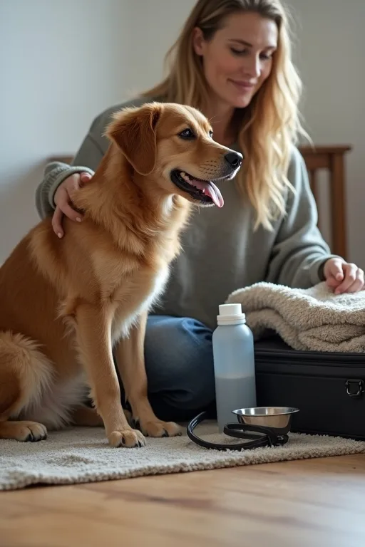 Hundägare gör i ordning en enkel packlista inför resa med hund.