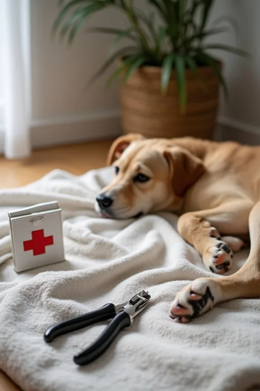En lugn hemmarutin för kloklippning med hund, godis och enkel förberedelse.