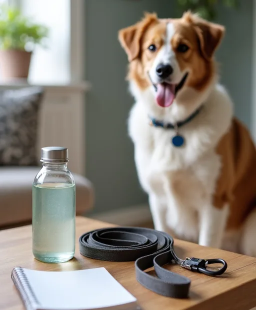 Vattenflaska för hund, bajspåsehållare och enkel packning inför en hundresa på budget.