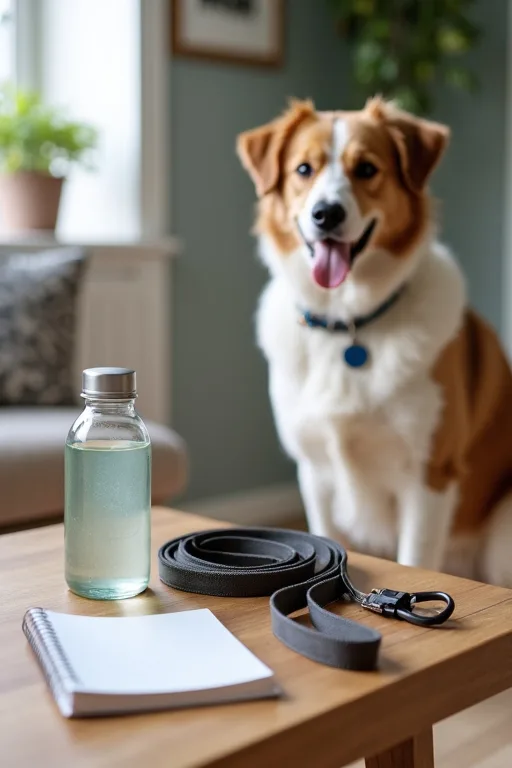 Vattenflaska för hund, bajspåsehållare och enkel packning inför en hundresa på budget.