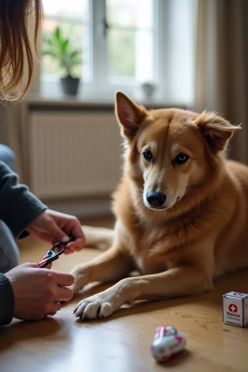 Lugn avslutning efter kloklippning med hunden i trygg hemmamiljö.