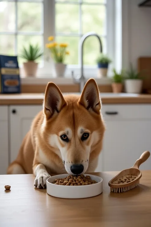 Hundägare som följer upp hundens päls och utfodring i vardagen